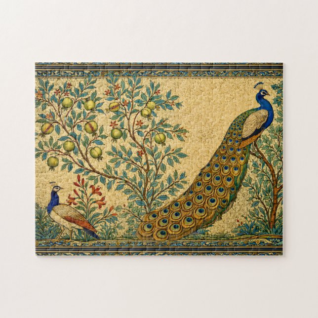 Art Nouveau Påfågel Botanisk Illustration  Pussel (Horisontell)