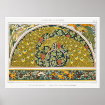 Art nouveau påfågelsdjur vinrankor verneuil