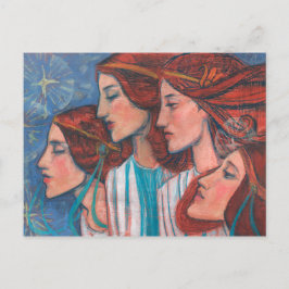 Art nouveau Painting Ginger Kvinnor i Änglar Vykort