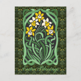 Art nouveau Påsk Daffodils Personlig Helg Vykort