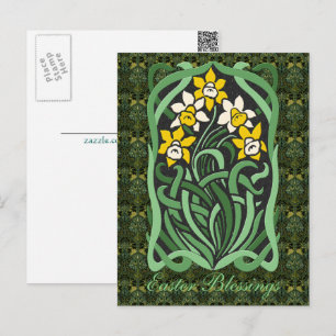 Art nouveau Påsk Daffodils Personlig Helg Vykort