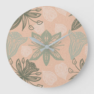 Art nouveau Pastel Rosa Flower Vector Mönster Stor Klocka
