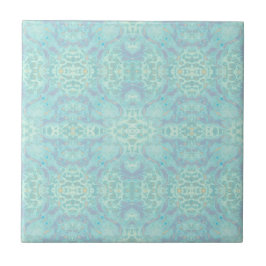 art nouveau Pastel Teal Blue Mirrored Mönster Kakelplatta