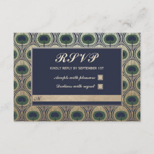 Art nouveau Peacock Bröllop OSA-kort Guld Foil OSA Kort