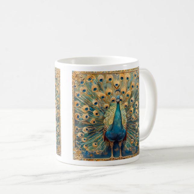 Art nouveau Peacock Kaffemugg (Framsida höger)