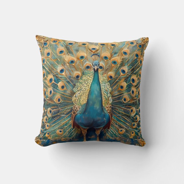 Art nouveau Peacock Kudde (Framsida)