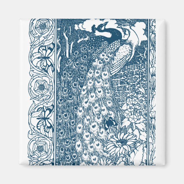 Art nouveau Peacock Magnet (Framsidan)
