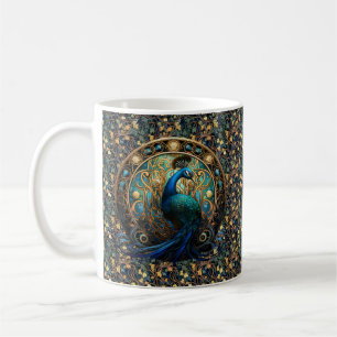 Art nouveau Peacock på Elfenbenskusten Mugg 2