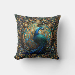Art nouveau Peacock på Ivy Dekorativ kudde 2