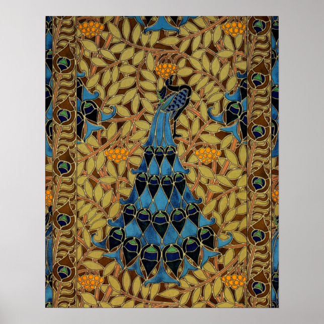Art nouveau Peacock Poster (Framsidan)