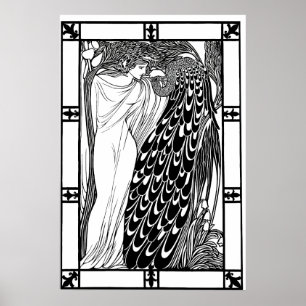 Art nouveau Peacock Poster - Kiss