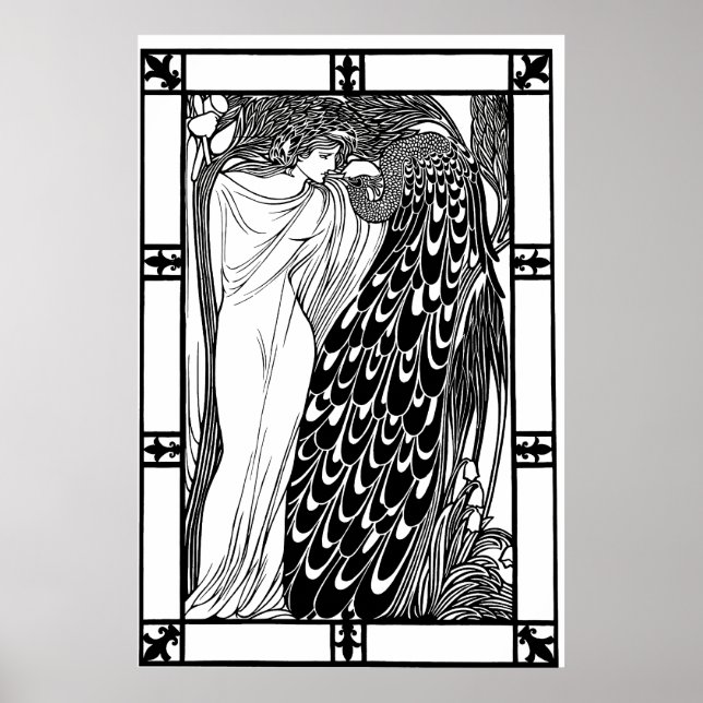 Art nouveau Peacock Poster - Kiss (Framsidan)