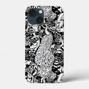 Art nouveau Peacock Print, Black and White