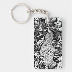 Art nouveau Peacock Print, Black and White