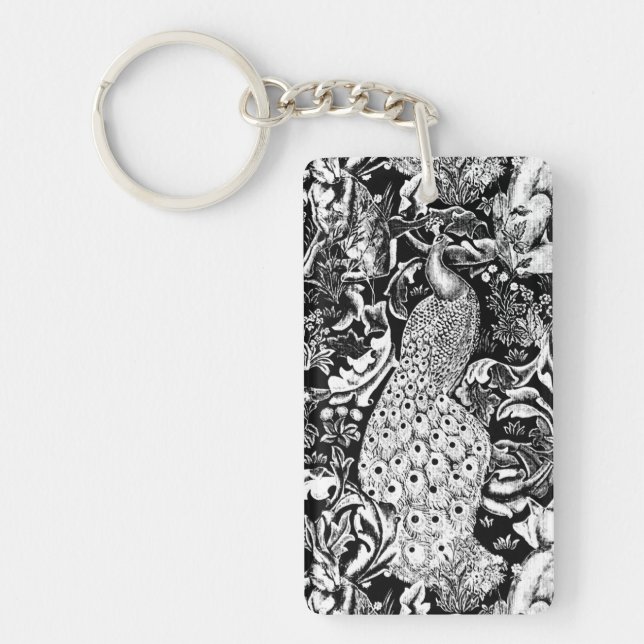 Art nouveau Peacock Print, Black and White (Framsidan)