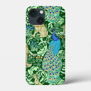 art nouveau Peacock Print, Cobalt Blue & Grönt