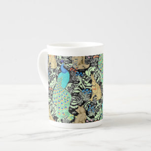 art nouveau Peacock Print, Turcos & Neutralts Benporslin Mugg