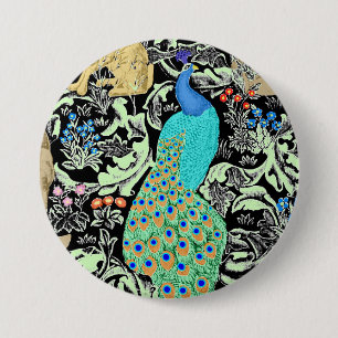 Art nouveau Peacock Print, Turcos & Neutralts Knapp