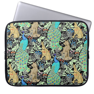Art nouveau Peacock Print, Turcos & Neutralts Laptop Fodral