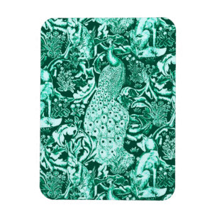 Art nouveau Peacock Print, Turquise och Aqua Magnet