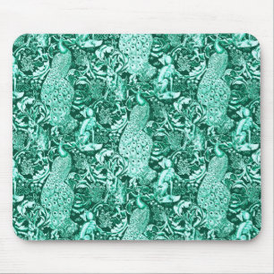 Art nouveau Peacock Print, Turquise och Aqua Musmatta