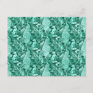 art nouveau Peacock Print, Turquise och Aqua Vykort