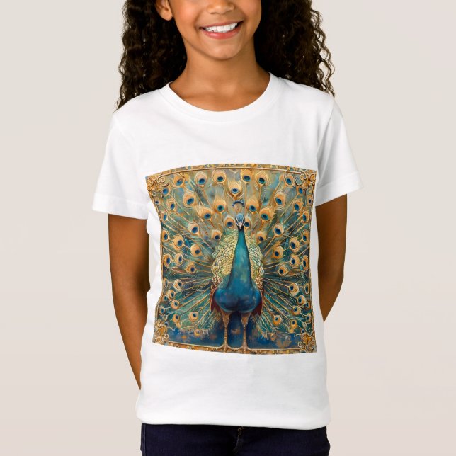 Art nouveau Peacock T Shirt (Framsida)