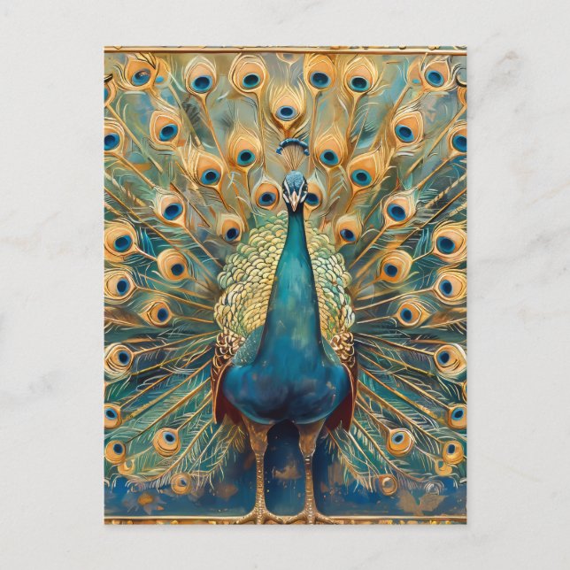 Art nouveau Peacock Vykort (Framsida)