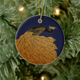 Art nouveau Peacock Will Bradley Julgransprydnad Keramik