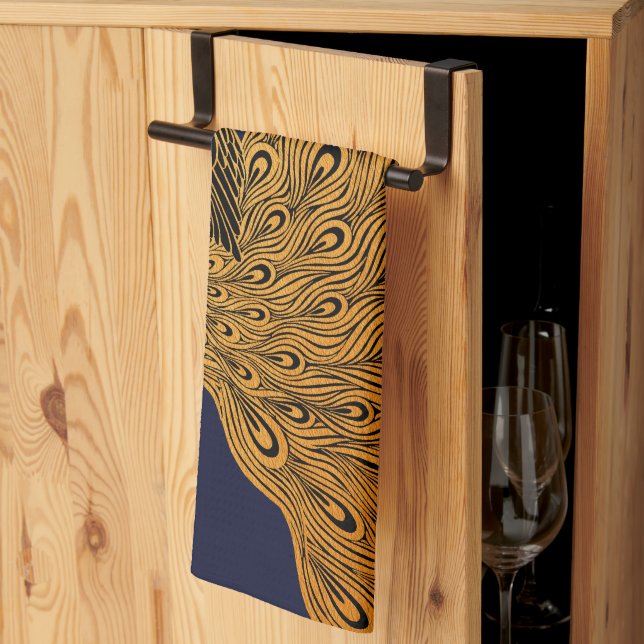 Art nouveau Peacock Will Bradley Kökshandduk (Thirds Fold)