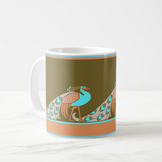 Art nouveau Peacocks-kaffe Mugg (Framsida vänster)