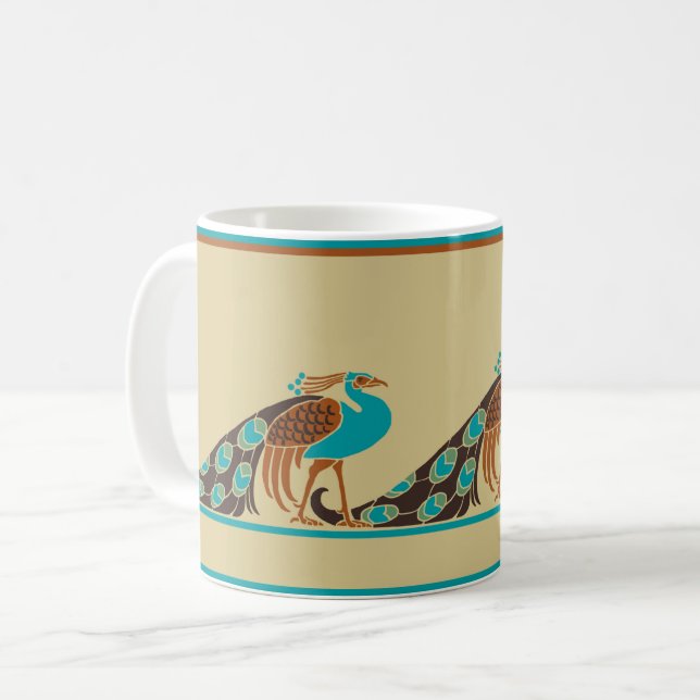 Art nouveau Peacocks-kaffe Mugg (Framsida vänster)