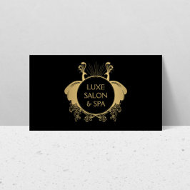 Art nouveau Peacocks Logotyp Guld/Black Visitkort
