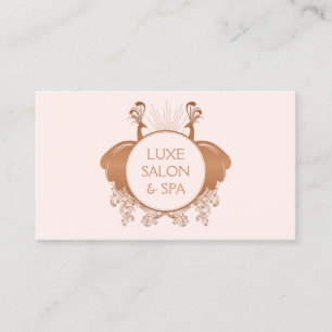 Art nouveau Peacocks Logotyp Ro Guld/Rosa Visitkort