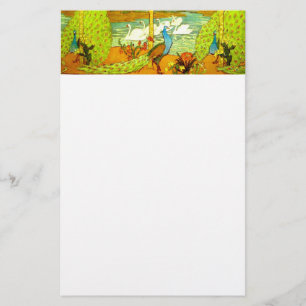 Art nouveau Peacocks och Svanar Brevpapper