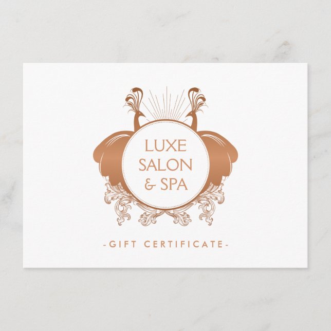 Art nouveau Peacocks Ro Guld Gift Certificate (Framsida)