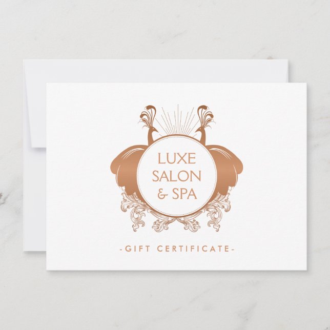 Art nouveau Peacocks Ro Guld Gift Certificate (Framsida)