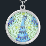 Art nouveau Peacocks Silverpläterat Halsband<br><div class="desc">Blå och Grönt Art nouveau Peacock</div>