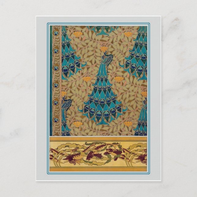 art nouveau Peacocks Vykort (Framsida)