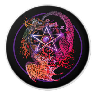 Art nouveau pentacle draon knopp