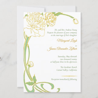 Art nouveau Peony Inbjudningar