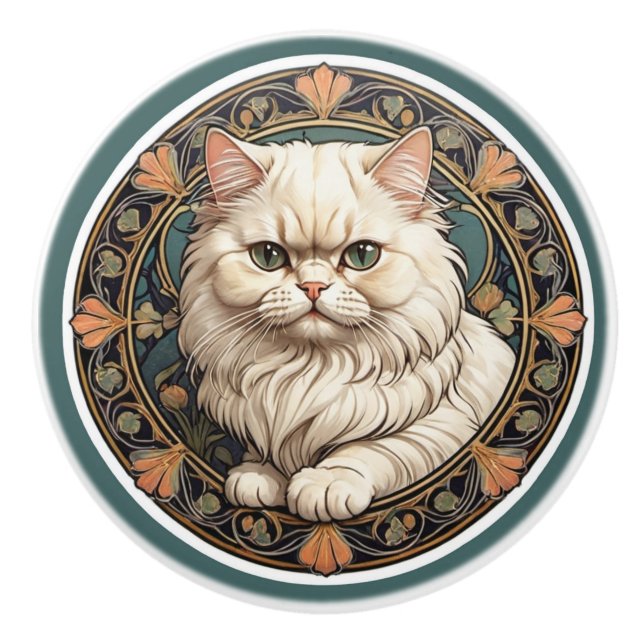 Art nouveau persisk katt knopp (Framsidan)