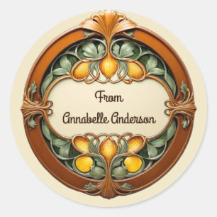 Art nouveau personalize runt klistermärke
