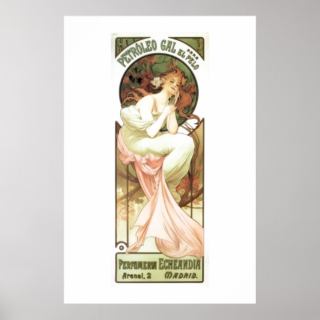 Art nouveau Petroleum gal Madrid alphonse mucha Poster (Framsidan)