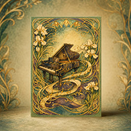Art Nouveau Piano Blommig Gott Nytt År Helgkort