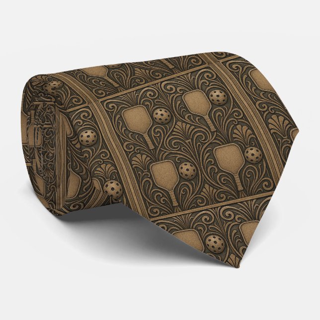 Art Nouveau Pickleball Necktie – Brown Elegant Slips (Rullad)
