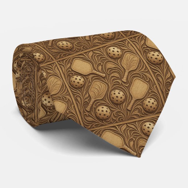 Art Nouveau Pickleball Necktie – Brown Elegant Slips (Rullad)