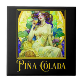 Art nouveau Pina Colada Kakelplatta