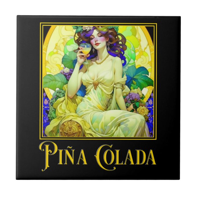 Art nouveau Pina Colada Kakelplatta (Framsidan)
