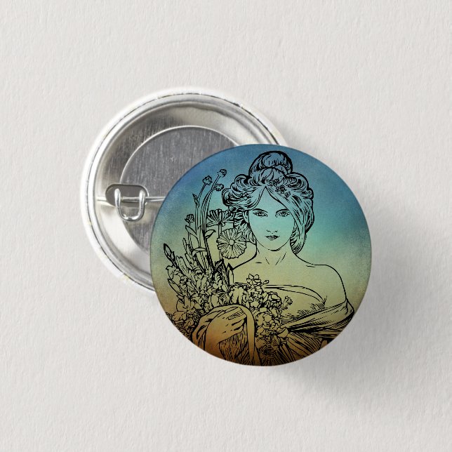 Art nouveau Pinback-knapp Knapp (Framsida & baksida)